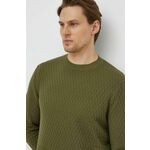 Bombažen pulover Sisley zelena barva - zelena. Pulover iz kolekcije Sisley. Model izdelan iz tanke, elastične pletenine. Model iz zračne bombažne tkanine.