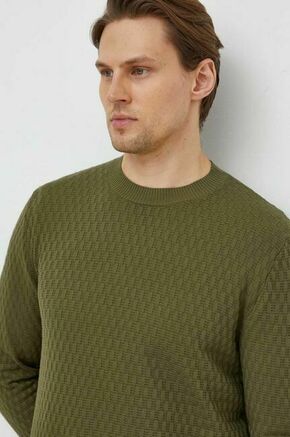 Bombažen pulover Sisley zelena barva - zelena. Pulover iz kolekcije Sisley. Model izdelan iz tanke