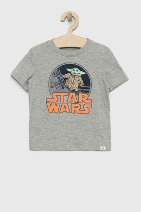 Otroška bombažna kratka majica GAP x Star Wars siva barva - siva. Otroška lahkotna kratka majica iz kolekcije GAP. Model izdelan iz tanke