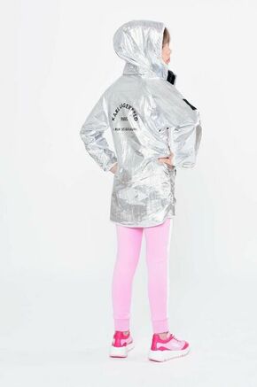Otroška dvostranska jakna Karl Lagerfeld srebrna barva - srebrna. Otroški obojestranski plašč iz kolekcije Karl Lagerfeld. Nepodložen model