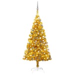 Greatstore Umetna novoletna jelka z LED lučkami in bučkami zlata 120 cm