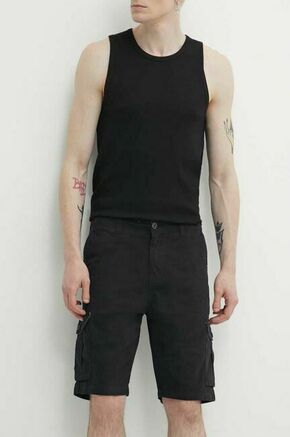 Bombažne kratke hlače Quiksilver črna barva - črna. Kratke hlače iz kolekcije Quiksilver. Model izdelan iz gladke tkanine. Model iz izjemno udobne bombažne tkanine