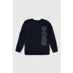 Otroški pulover BOSS mornarsko modra barva - mornarsko modra. Otroški pulover iz kolekcije BOSS. Model izdelan iz pletenine s potiskom.