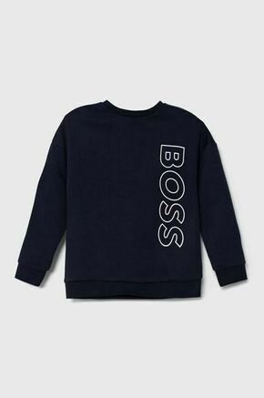 Otroški pulover BOSS mornarsko modra barva - mornarsko modra. Otroški pulover iz kolekcije BOSS. Model izdelan iz pletenine s potiskom.
