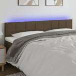 Greatstore LED posteljno vzglavje temno rjavo 180x5x78/88 cm blago
