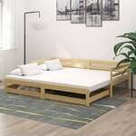 Greatstore Izvlečna dnevna postelja 2x(90x200) cm trdna borovina