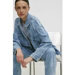 Jeans srajca Answear Lab ženska - modra. Srajca iz kolekcije Answear Lab, izdelana iz vzorčaste tkanine. Model iz togega materiala, ki ohranja obliko.