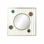 slomart stensko ogledalo dkd home decor kristal roza zlat kovina krogi (100 x 3 x 100 cm)