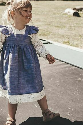 Otroška bombažna obleka That's mine Canza - modra. Otroški obleka iz kolekcije That's mine. Nabran model