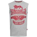 LONSDALE Majica 'Cleator' siva / rdeča
