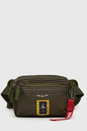 Torbica za okoli pasu Aeronautica Militare zelena barva - zelena. Pasna torbica iz kolekcije Aeronautica Militare. Model izdelan iz tekstilnega materiala. Lahek in udoben model