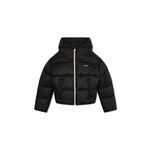 Otroška jakna BOSS črna barva - črna. Otroški jakna iz kolekcije BOSS. Podložen model, izdelan iz gladkega materiala.