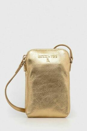Usnjena torbica za okoli pasu Patrizia Pepe zlata barva - zlata. Majhna torbica za okoli pasu iz kolekcije Patrizia Pepe. Model na zapenjanje