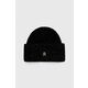 Kapa s primesjo volne Tommy Hilfiger črna barva - črna. Kapa iz kolekcije Tommy Hilfiger. Model izdelan iz rebraste pletenine.