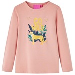 vidaXL Otroška majica z dolgimi rokavi živalski potisk svetlo roza 92