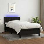 Vidaxl Box spring postelja z vzmetnico LED črna 100x200 cm blago