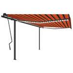 Vidaxl Ročno zložljiva tenda z LED lučkami 4,5x3,5 m oranžna in rjava