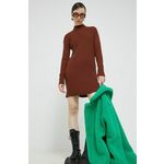 Obleka Abercrombie &amp; Fitch rjava barva, - rjava. Obleka iz kolekcije Abercrombie &amp; Fitch. Raven model izdelan iz enobarvne pletenine.