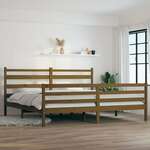 Greatstore Okvir za posteljo, masivni borov les, 200 x 200 cm, medeno rjava