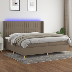Box spring postelja z vzmetnico LED taupe 200x200 cm blago - vidaXL - taupe - 94