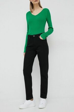 Kavbojke Calvin Klein ženski - črna. Kavbojke iz kolekcije Calvin Klein v stilu slim s normalnim pasom. Model izdelan iz enobarvnega denima.