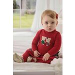 Obleka za dojenčka Mayoral Newborn rdeča barva - rdeča. Obleka za dojenčke iz kolekcije Mayoral Newborn. Nabran model, izdelan iz pletenine z nalepko.