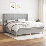 Box spring postelja z vzmetnico svetlo siva 200x200 cm blago - vidaXL - Siva - 94,13 - 200 x 200 cm - vidaXL