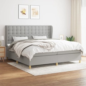 Box spring postelja z vzmetnico svetlo siva 200x200 cm blago - vidaXL - Siva - 94