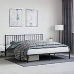 shumee Kovinski posteljni okvir z vzglavjem črn 183x213 cm