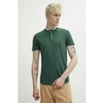 Bombažna kratka majica Superdry moški, zelena barva - zelena. Kratka majica iz kolekcije Superdry, izdelana iz pletenine. Model iz zračne bombažne tkanine.