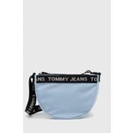 Torbica Tommy Jeans - modra. Majhna torbica iz kolekcije Tommy Jeans. Model na zapenjanje, izdelan iz tekstilnega materiala.
