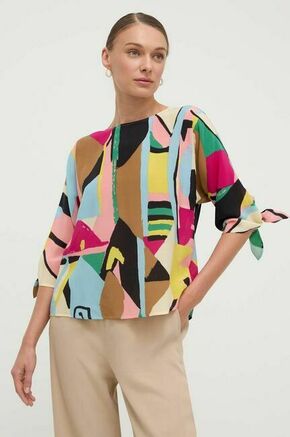 Svilena bluza Weekend Max Mara - pisana. Bluza iz kolekcije Weekend Max Mara izdelana iz vzorčaste tkanine. Model iz izjemno udobne