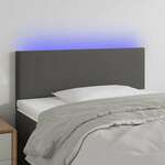 Greatstore LED posteljno vzglavje sivo 100x5x78/88 cm umetno usnje