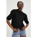 Bombažna srajca Answear Lab ženska, črna barva - črna. Srajca iz kolekcije Answear Lab, izdelana iz enobarvne tkanine. Kolekcija je na voljo izključno na Answear.si.