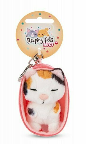 NICI obesek za ključe Sleeping cat 8cm rjava tribarvna