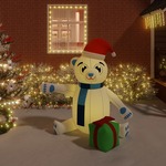 vidaXL Božični napihljiv medved z LED lučkami 180 cm