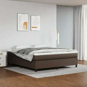 Shumee Box spring postelja z vzmetnico rjava 180x200 cm umetno usnje