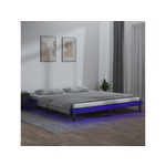 VIDAXL LED posteljni okvir siv 135x190 cm 4FT6 dvojni trden les