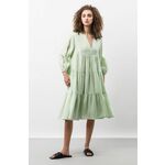 Krilo z lanom Ivy &amp; Oak zelena barva, - zelena. Obleka iz kolekcije Ivy &amp; Oak. Nabran model izdelan iz enobarvne tkanine.