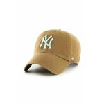 Bombažna bejzbolska kapa 47 brand MLB New York Yankees bež barva - bež. Kapa s šiltom vrste baseball iz kolekcije 47 brand. Model izdelan iz tkanine z nalepko.