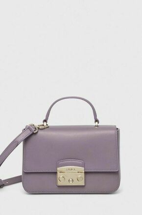 Usnjena torbica Furla vijolična barva - vijolična. Majhna torbica iz kolekcije Furla. Model na zapenjanje
