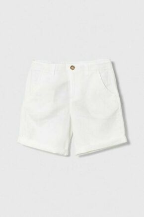 Otroške lanene kratke hlače United Colors of Benetton bela barva - bela. Otroški kratke hlače iz kolekcije United Colors of Benetton