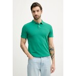 Bombažen polo Pepe Jeans - zelena. Polo iz kolekcije Pepe Jeans, izdelan iz enobarvne pletenine. Model iz izjemno udobne bombažne tkanine.