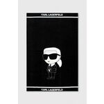 Bombažna brisača Karl Lagerfeld - črna. Bombažna brisača iz kolekcije Karl Lagerfeld. Model izdelan iz tekstilnega materiala.