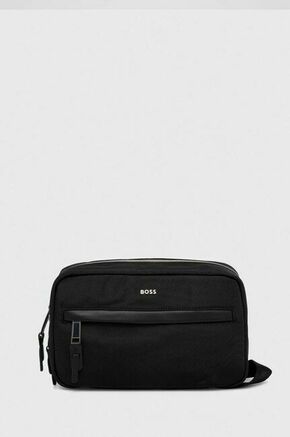 Kozmetična torbica BOSS črna barva - črna. Toaletna torbica iz kolekcije BOSS. Model izdelan iz tekstilnega materiala.