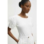 Majica Answear Lab ženska, bela barva - bela. Bluza iz kolekcije Answear Lab izdelana iz kombinacija dveh različnih materialov. Model iz izjemno udobne tkanine z visoko vsebnostjo bombaža.