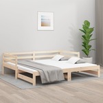 vidaXL Izvlečna dnevna postelja 2x(80x200) cm trdna borovina