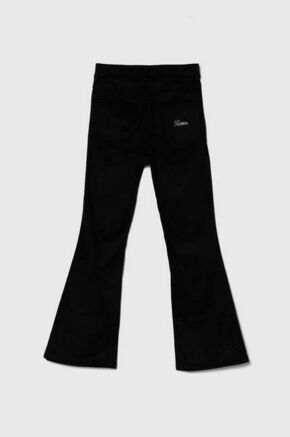 Otroške hlače Guess črna barva - črna. Otroški hlače iz kolekcije Guess. Model izdelan iz enobarvnega materiala. Material z optimalno elastičnostjo zagotavlja popolno svobodo gibanja.