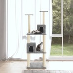 shumee Praskalnik za mačke s sisalovimi stebri, svetlo siv, 141 cm