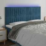 shumee LED posteljno vzglavje temno modro 200x5x118/128 cm žamet